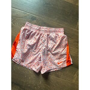 Girls Nike Dri-FIT Running Shorts Polka Dot Orange Accents Athletic Large